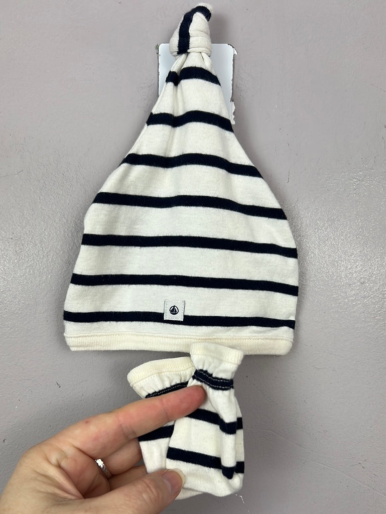 Preloved baby Petit Bateau stripe hat & mittens set 6m