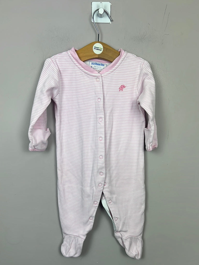 Second hand baby Jojo Maman Bebe pink stripe sleepsuit 3-6m