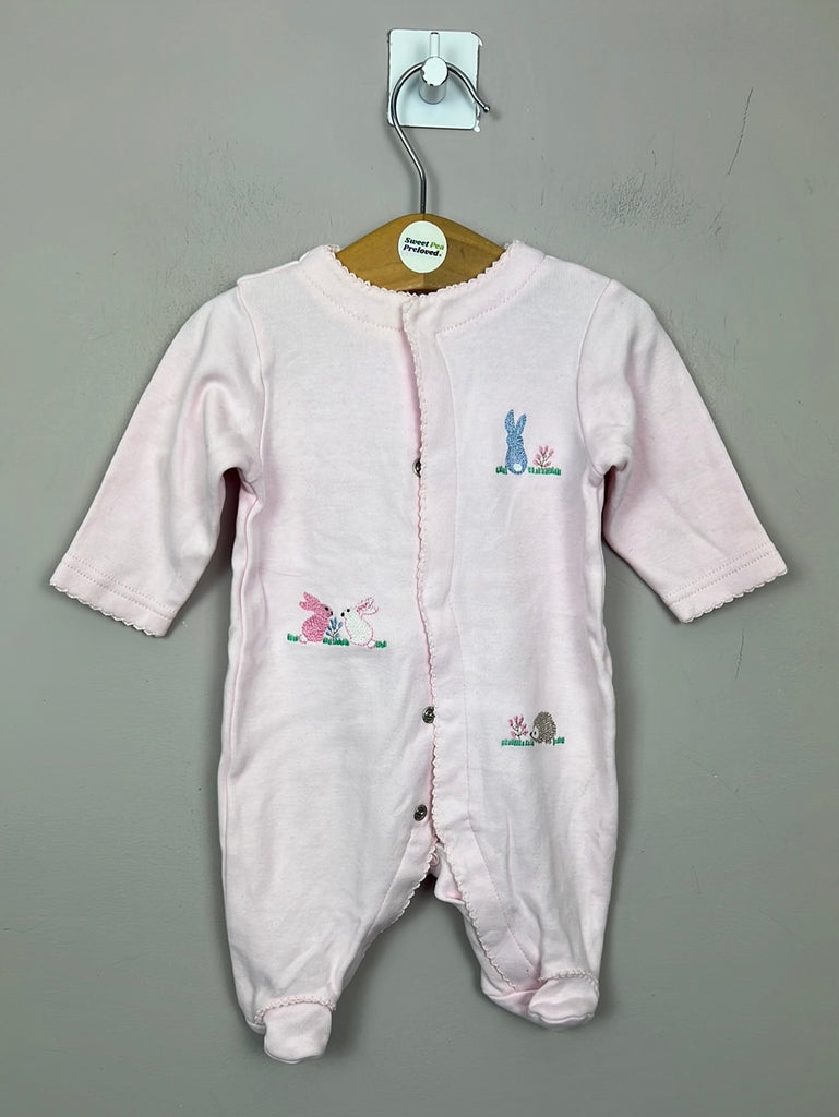 Pre Loved Baby Newborn John Lewis Pink Bunny Embroidered Sleepsuit