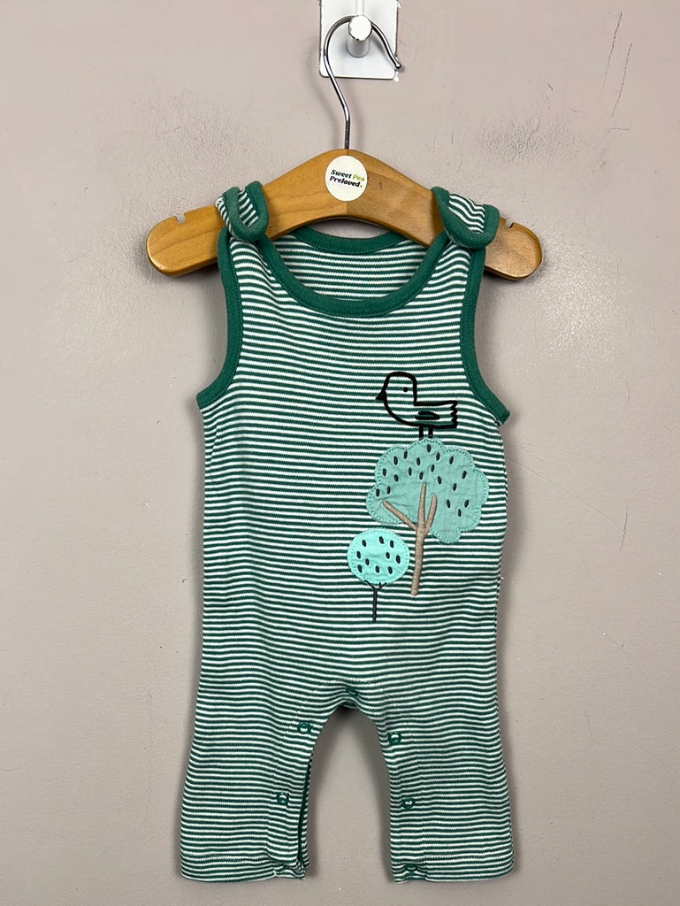 Pre loved baby Newborn M&S green jersey dungarees