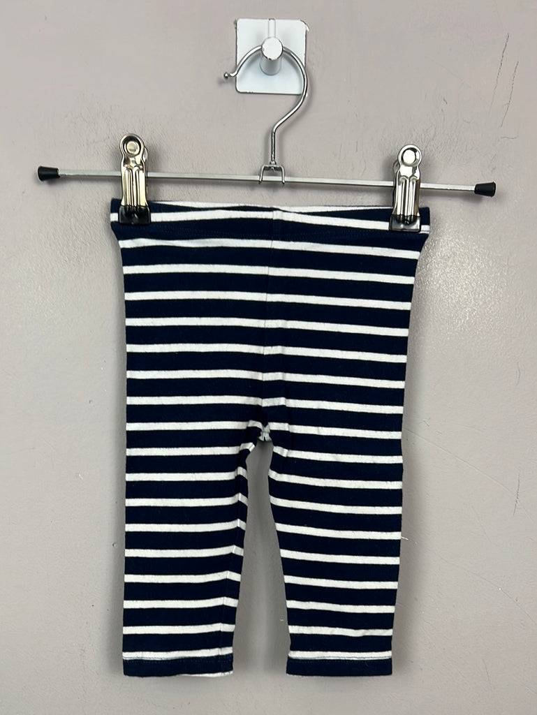 Pre Loved Baby M&S Navy stripe leggings 3-6m