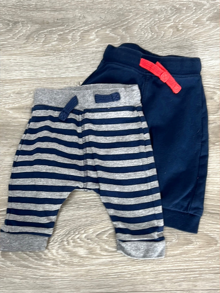 Second hand baby M&S 2pk navy/grey joggers 0-3m