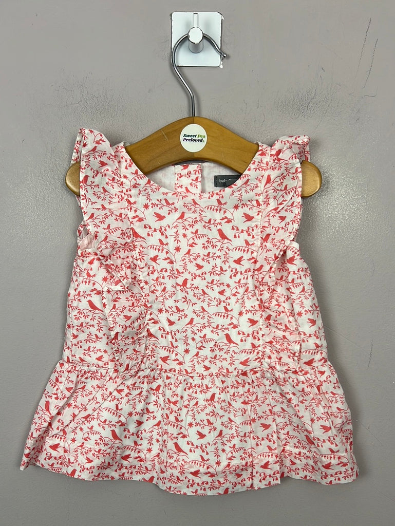Pre loved baby Gap coral bird print cotton dress 0-3m