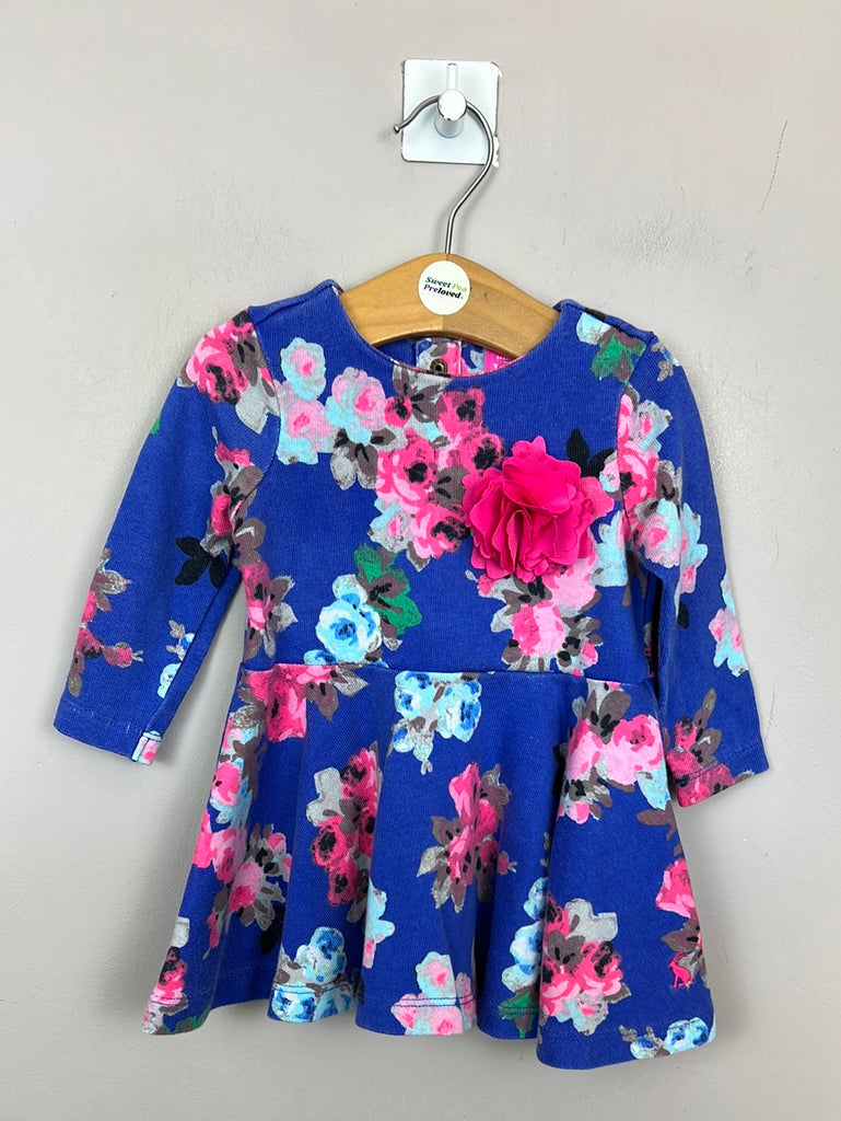 Second Hand Baby Joules Blue Floral Skater Dress 3-6m