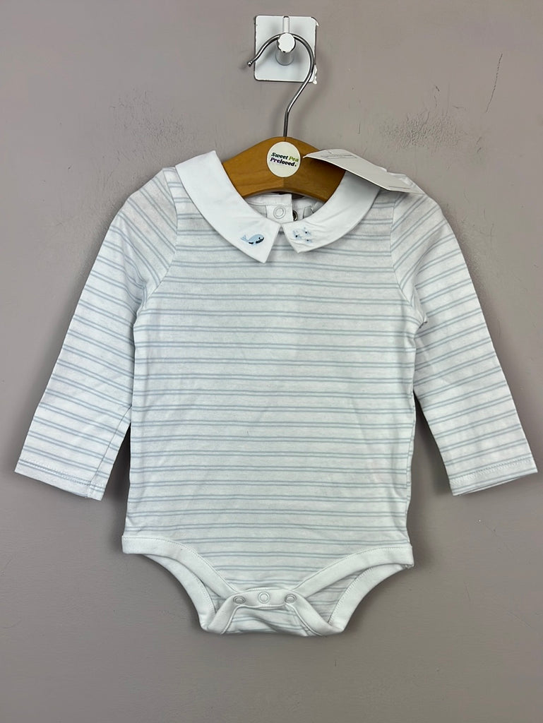 Little White Company Whale Collared Bodysuit 3-6m - Sweet Pea Preloved
