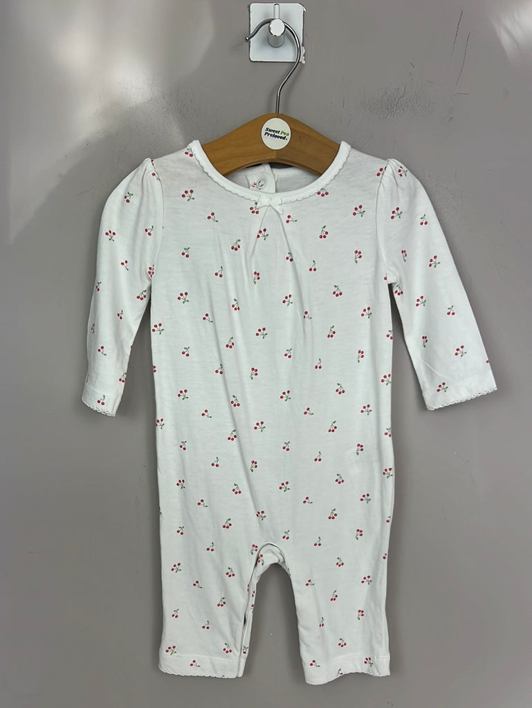 Secondhand Baby Little White Company cherry print footless sleepsuit 0-3m