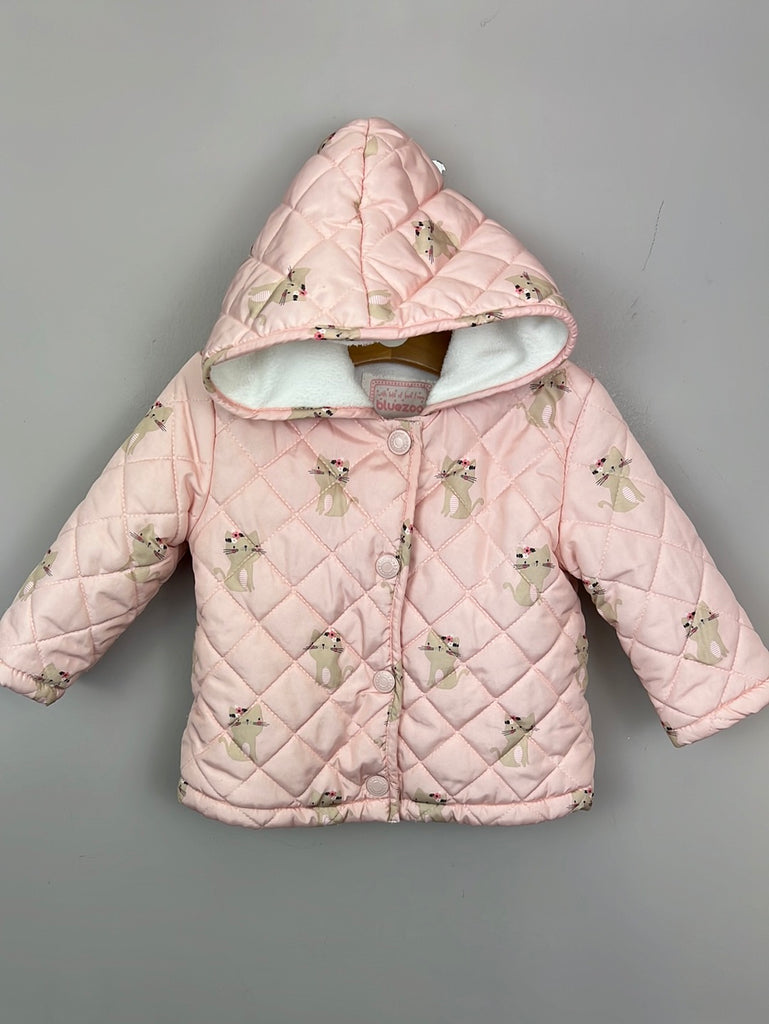 Pre Loved Baby Bluezoo pink kitten quilted jacket 3-6m