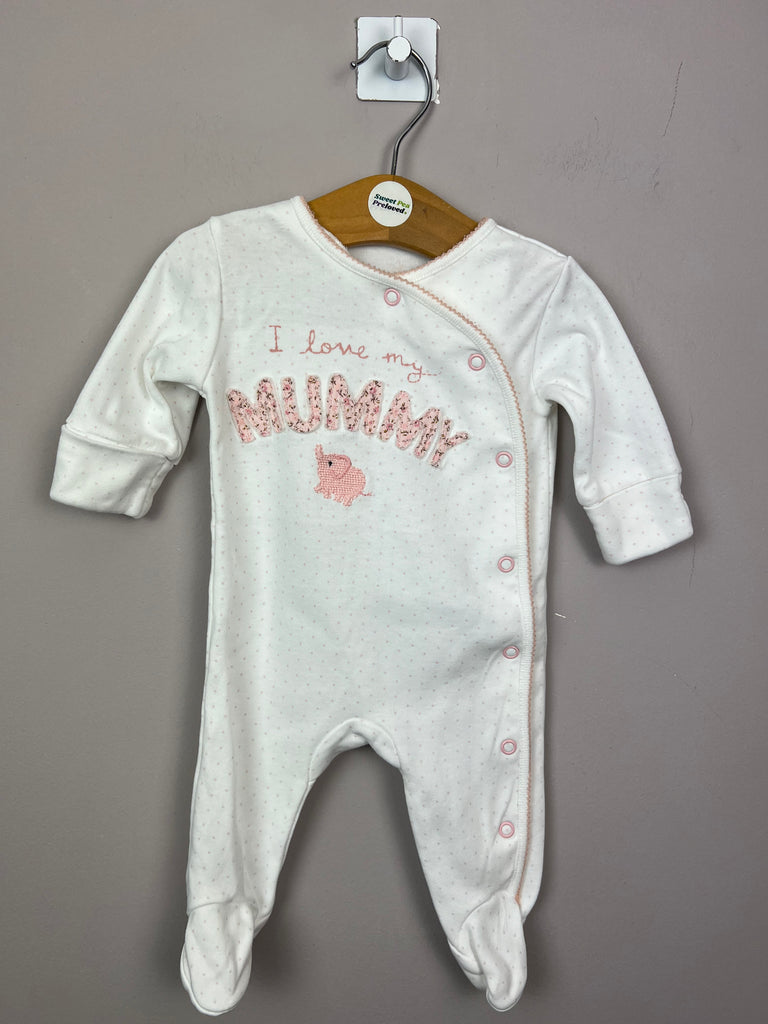 1m Next I love Mummy sleepsuit - Sweet Pea Preloved Clothes