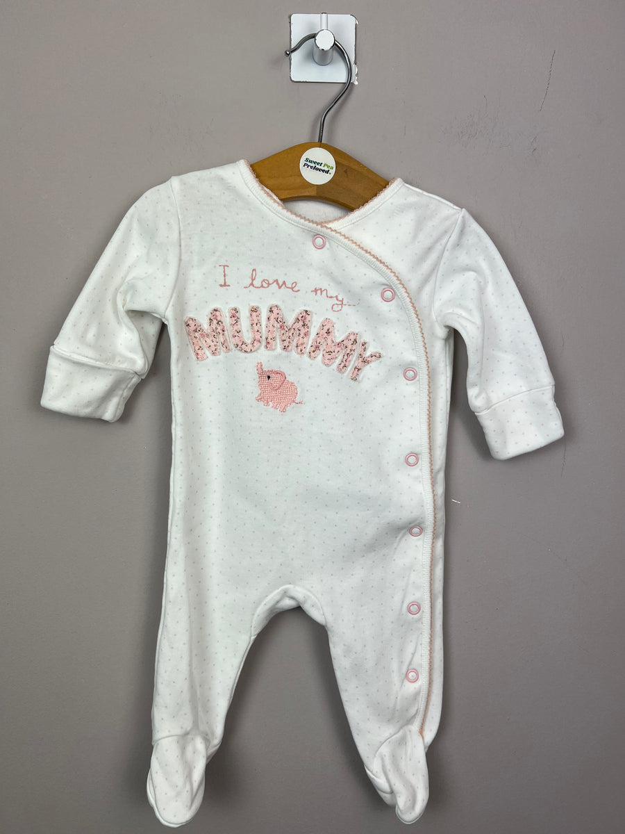 1m Next I love Mummy sleepsuit Sweet Pea Preloved Clothes