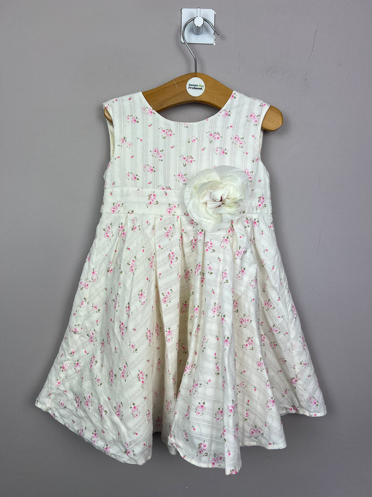 6-12m Monsoon Ivory corsage dress - Sweet Pea Preloved Clothes