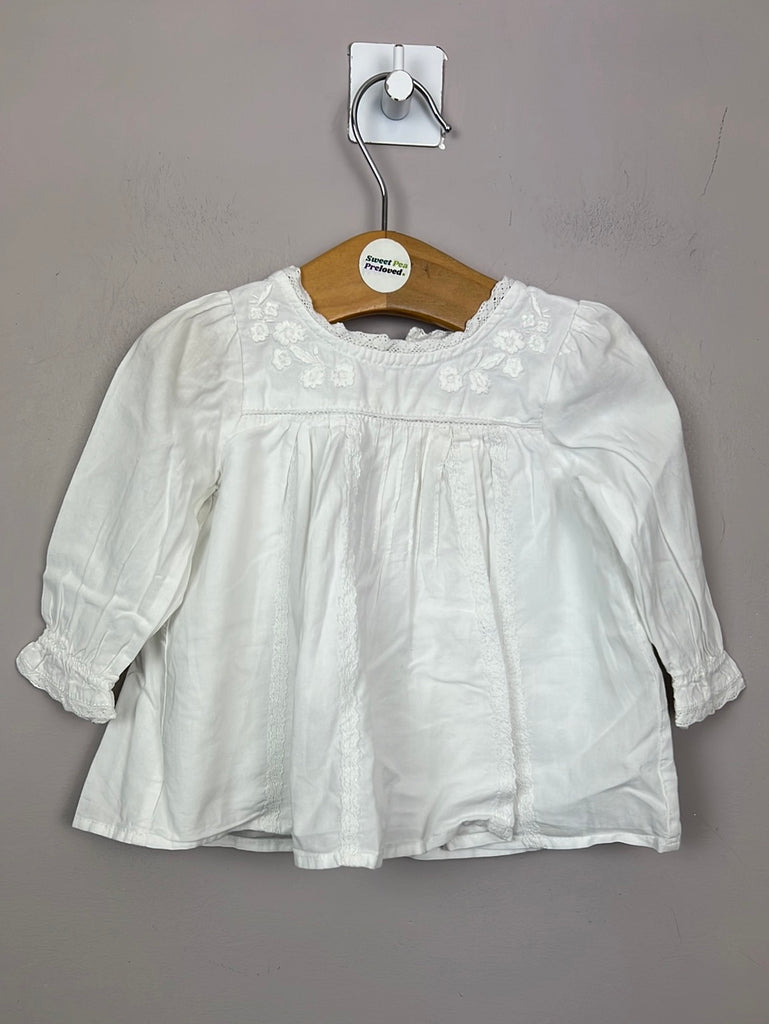 Secondhand baby Next white embroidered long sleeve blouse 0-3m - Sweet Pea Preloved Children’s Clothes 