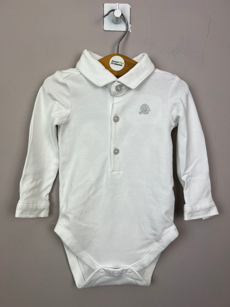 6-9m Next white long sleeve polo bodysuit - Sweet Pea Preloved Clothes