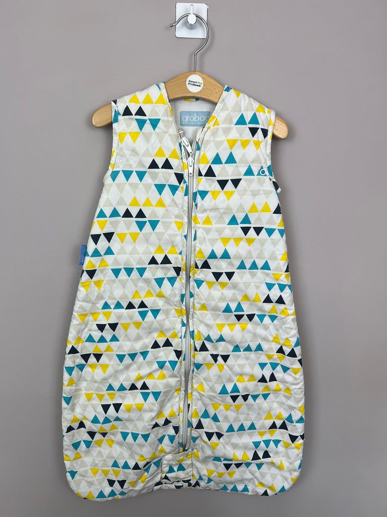 0-6m Grobag teal/yellow triangle print sleeping bag 2.5 tog - Sweet Pea Preloved Clothes