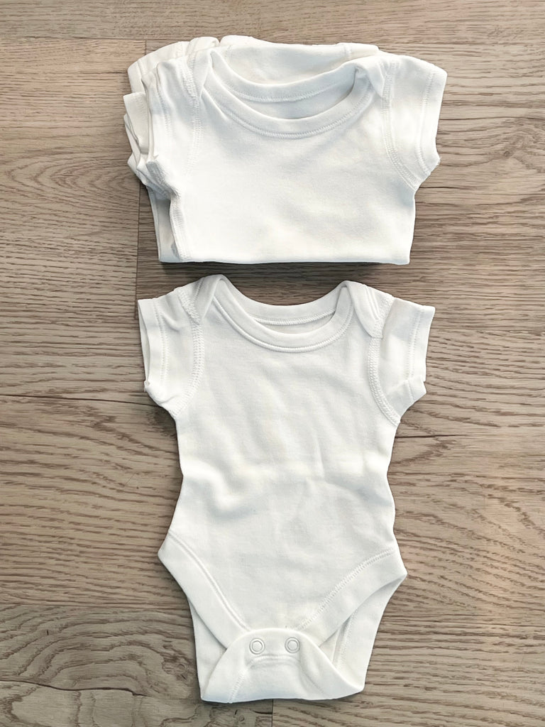 Early Baby 5lb M&S white short sleeve bodysuits x5 - Sweet Pea Preloved Clothes