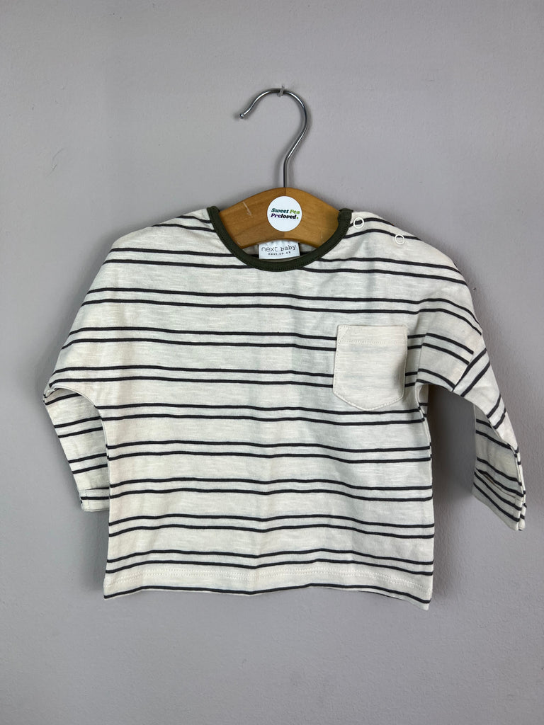 0-3m Next ecru stripe long sleeve t-shirt - New - Sweet Pea Preloved Clothes