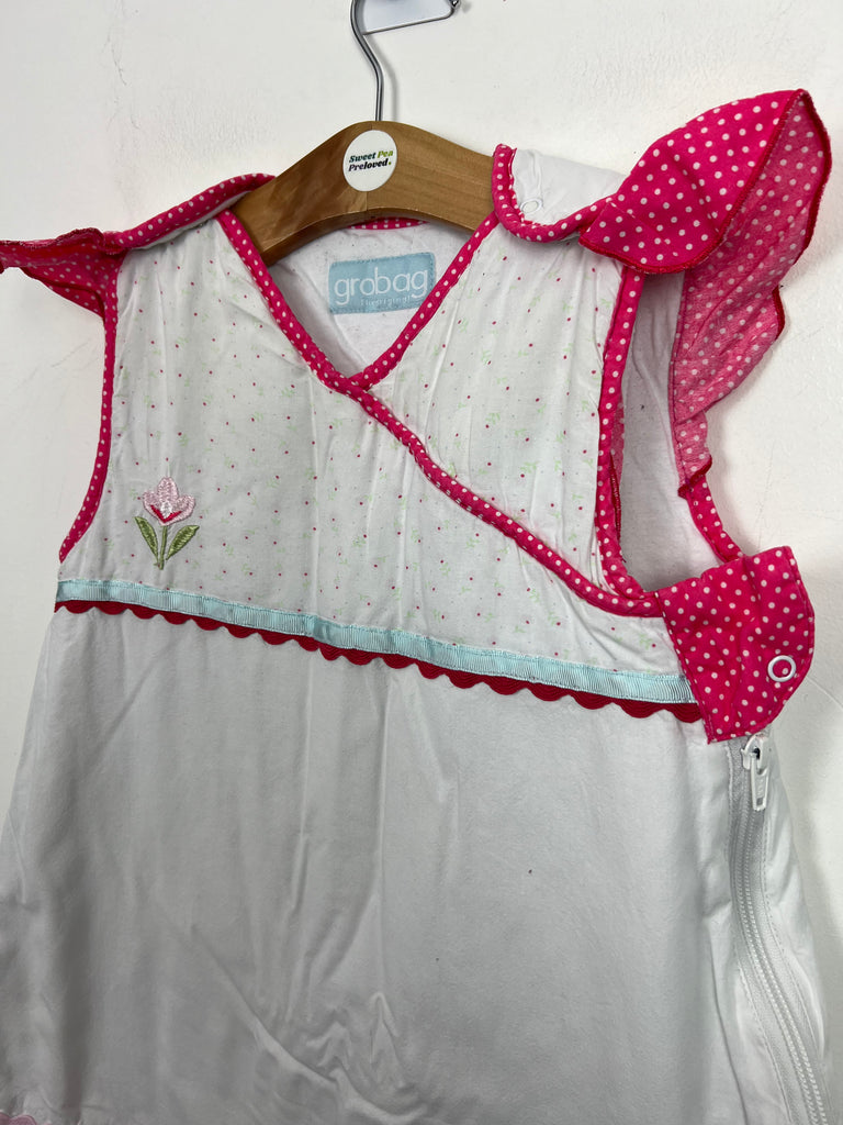 Pre loved baby Grobag pretty pink & white frill sleeping bag 2.5 tog - Sweet Pea Preloved Clothes