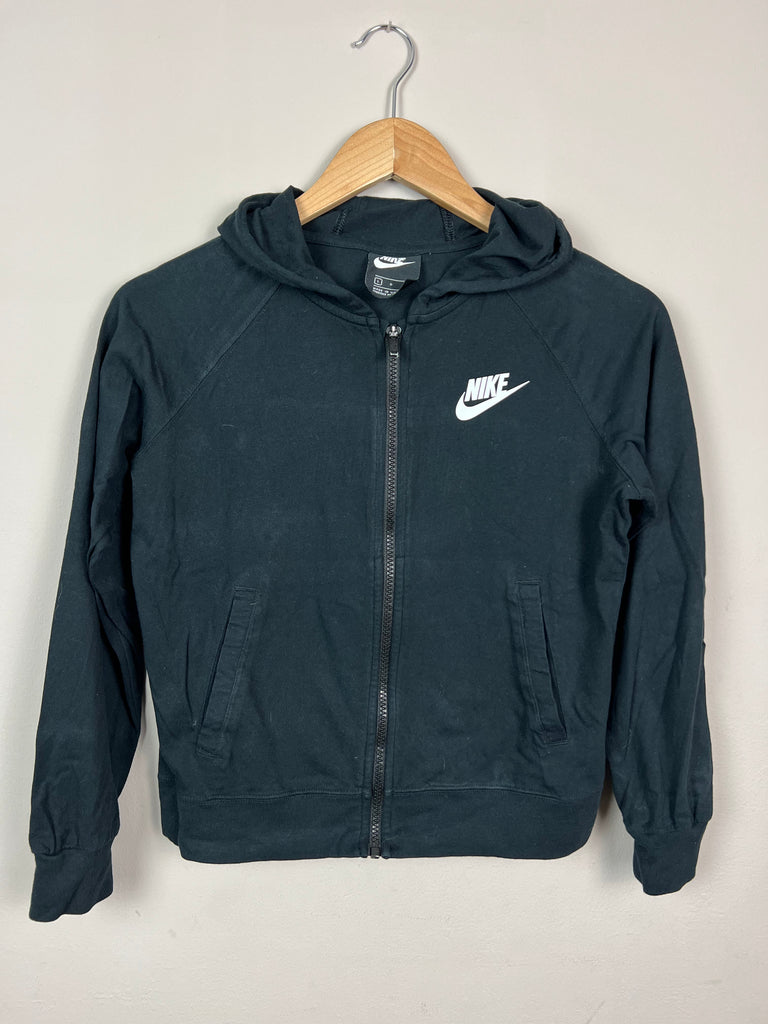 Pre Loved Older kids Nike black zip through jersey hoodie (L) - Sweet Pea Preloved Clothes