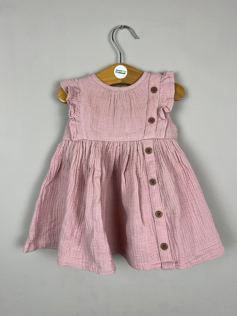 0-3m Mamas & Papas pink muslin dress - Sweet Pea Preloved Clothes