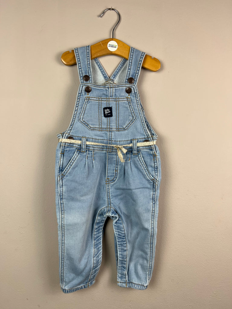9m Oshkosh baby B'Gosh stretch dungarees with gold waist tie - Sweet Pea Preloved Clothes