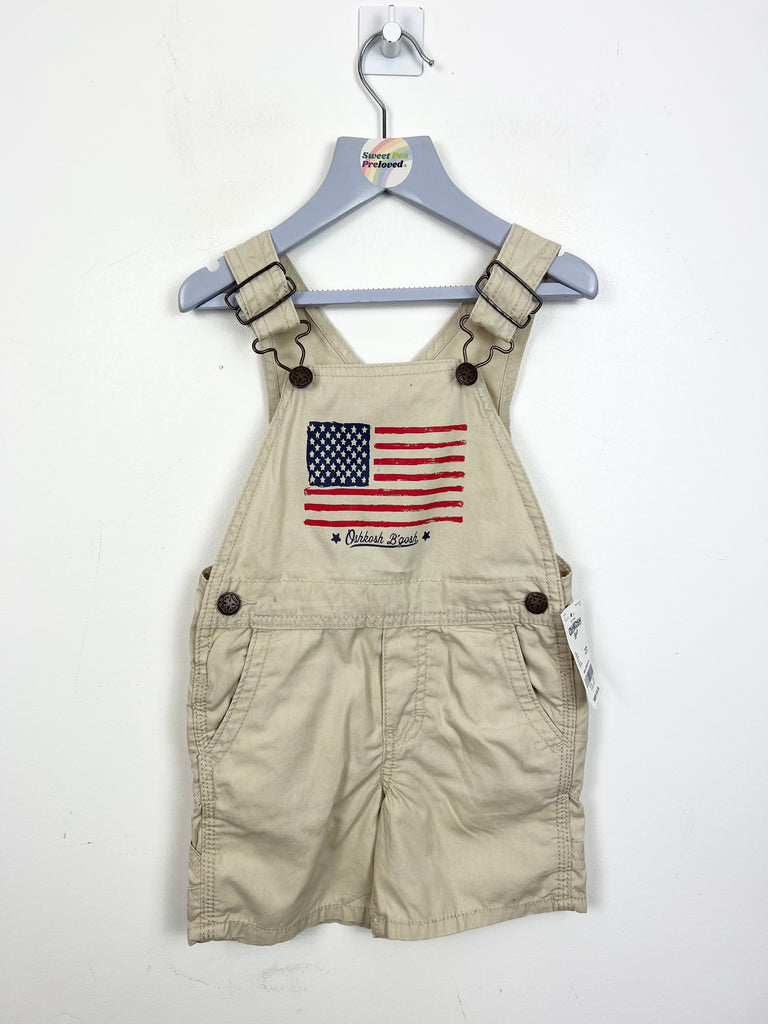 2y Oshkosh American Flag short dungarees BNWT - Sweet Pea Preloved Clothes