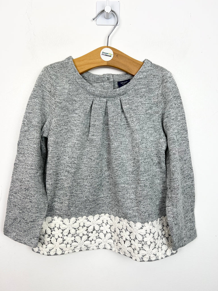 Gap Grey fine knit lace time top 18-24m - Sweet Pea preloved