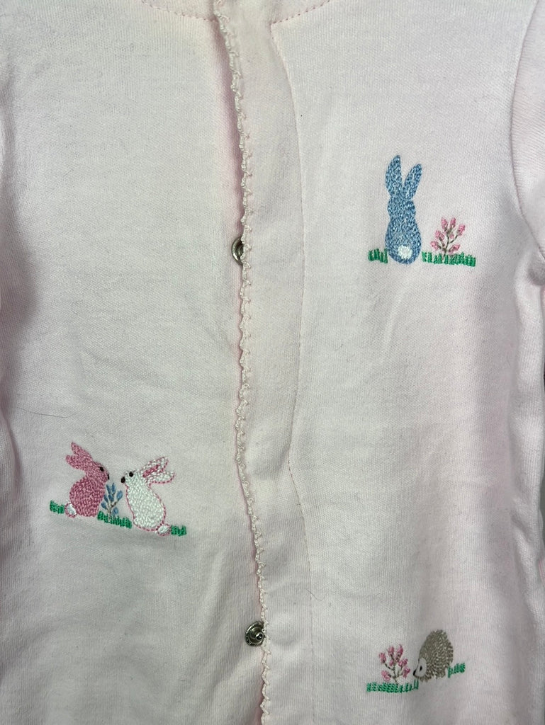 Newborn John Lewis Pink Bunny Embroidered Sleepsuit