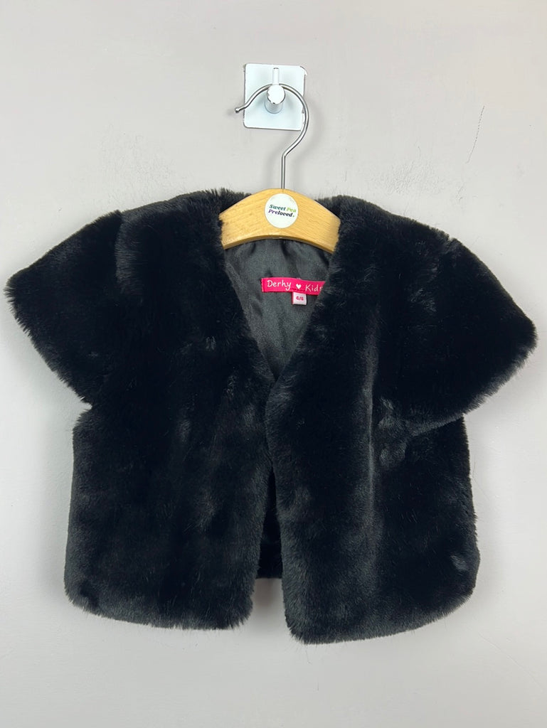 Secondhand designer kids Derhy Kids Black fur gilet 4-6y