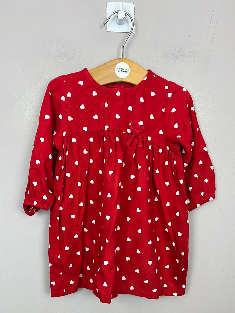 Second Hand Baby Benetton Red Heart Print dress 6-9m