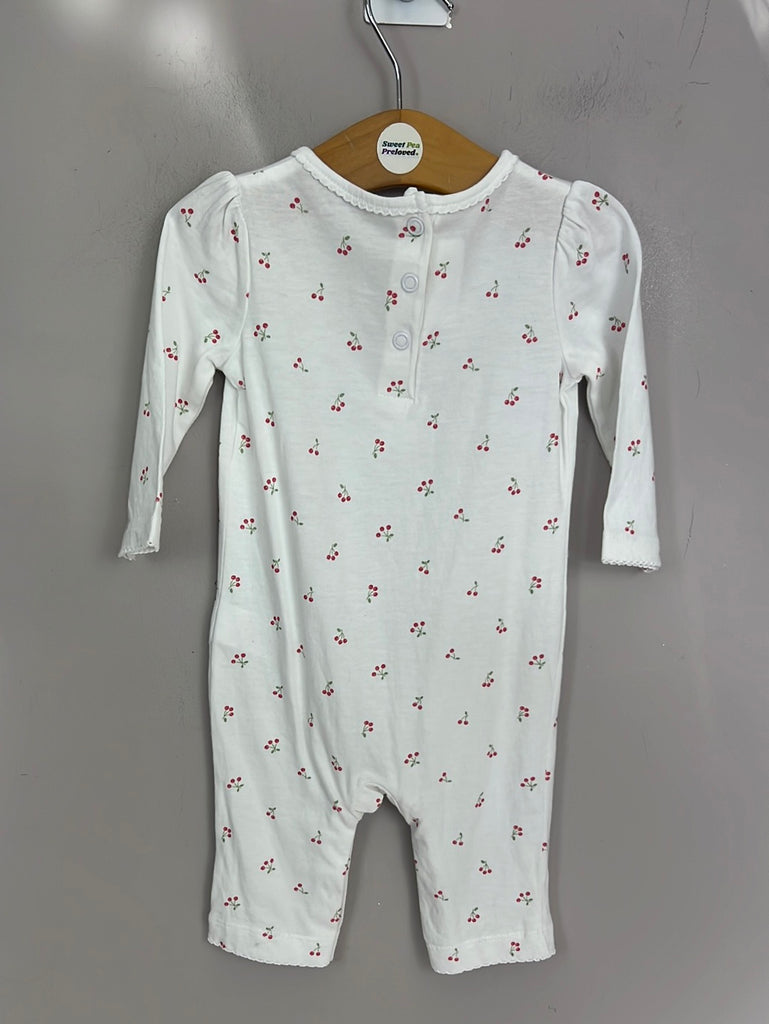 SEcondhand Little White Company cherry print footless sleepsuit 0-3m