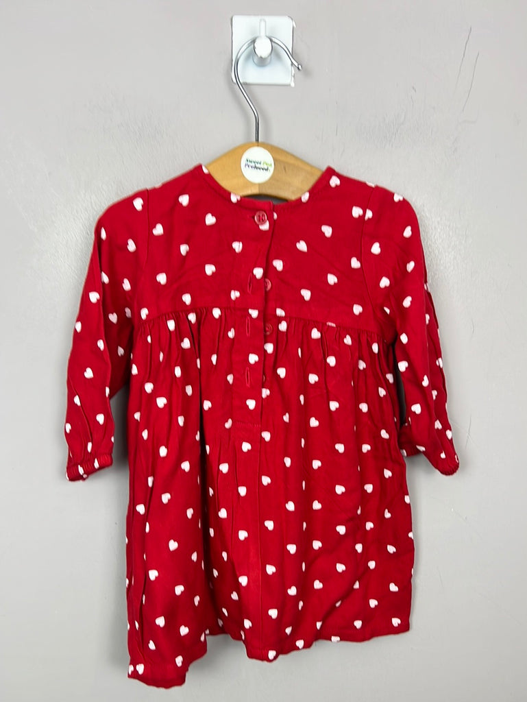 Benetton Red Heart Print dress 6-9m - Sweet Pea Preloved