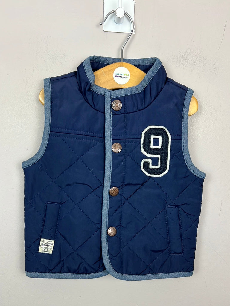 Second Hand Kids Next navy quilted lightly padded gilet 3-6m