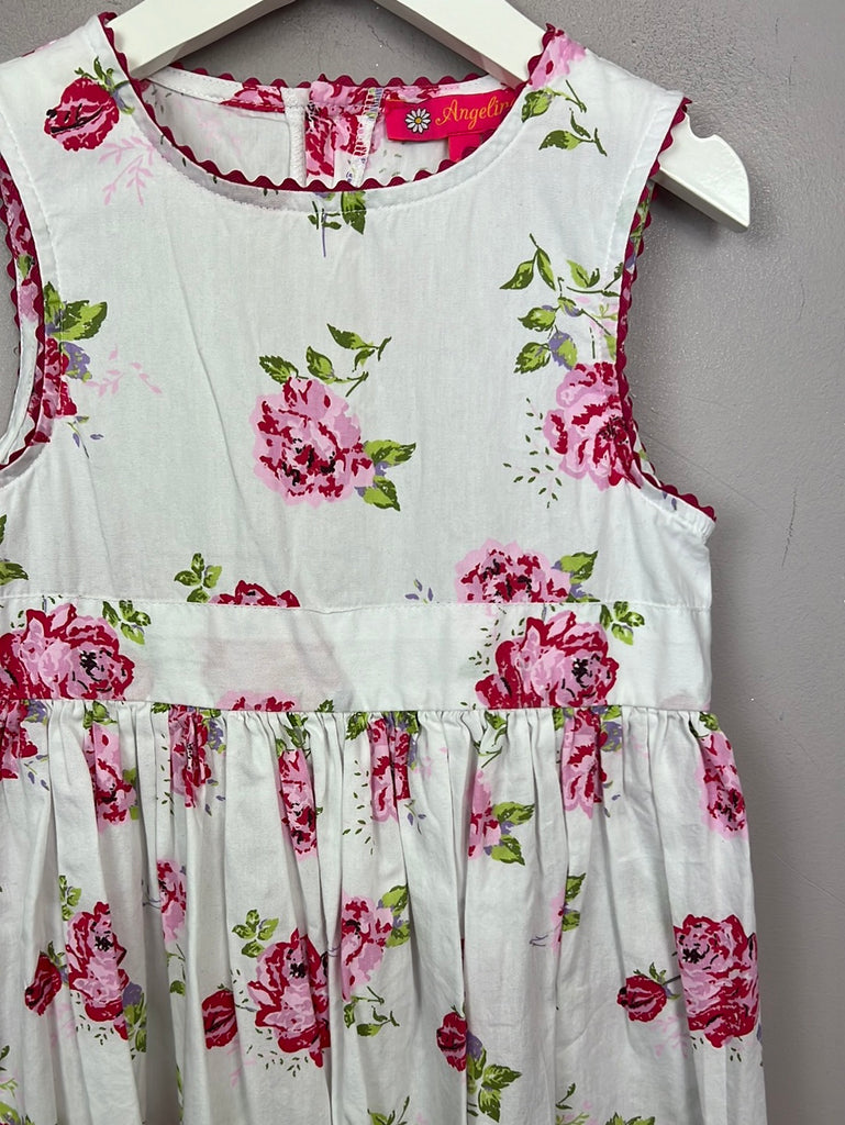 Secondhand Angelina white/pink Roses Ric Rac Dress