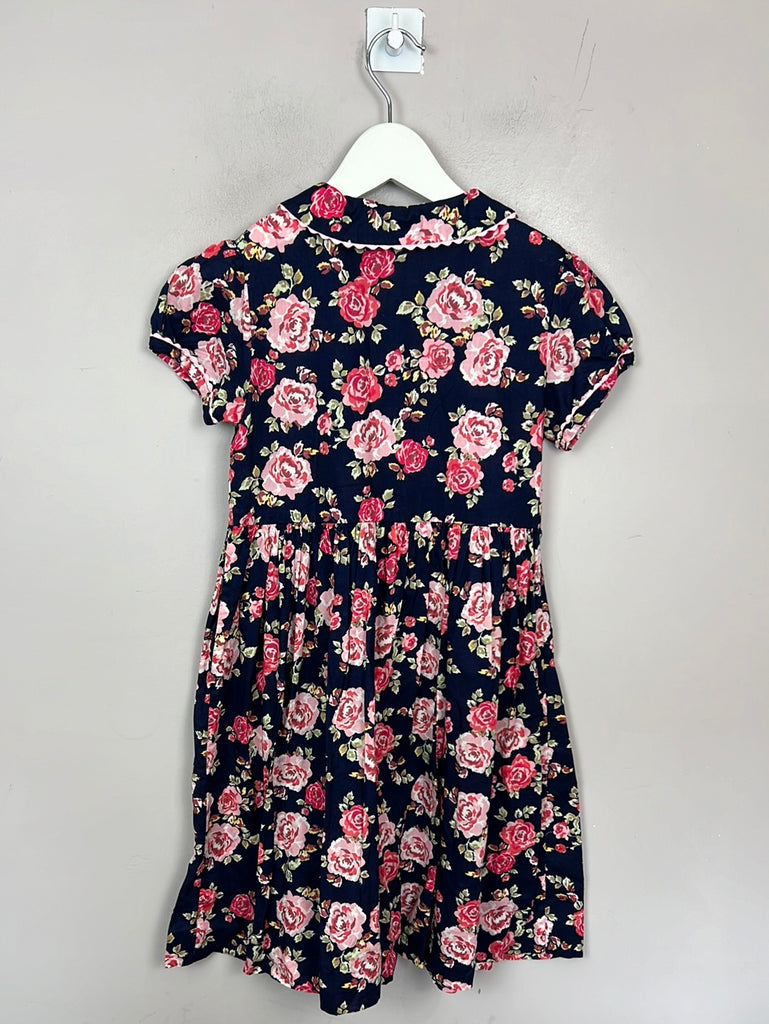 Rachel Riley Navy Roses Button Front Dress - Sweet pea preloved