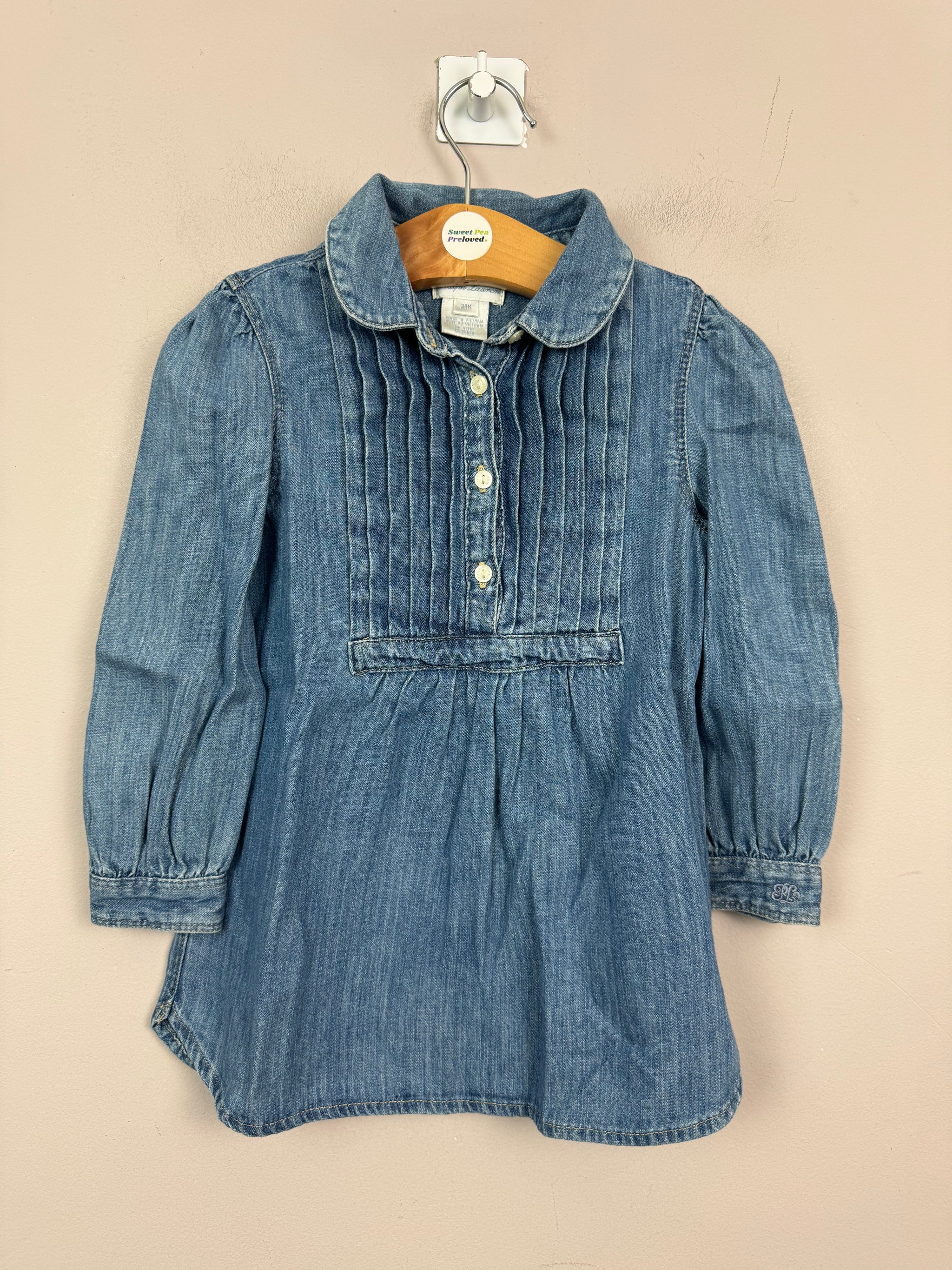 Ralph Lauren pleated denim dress 24m