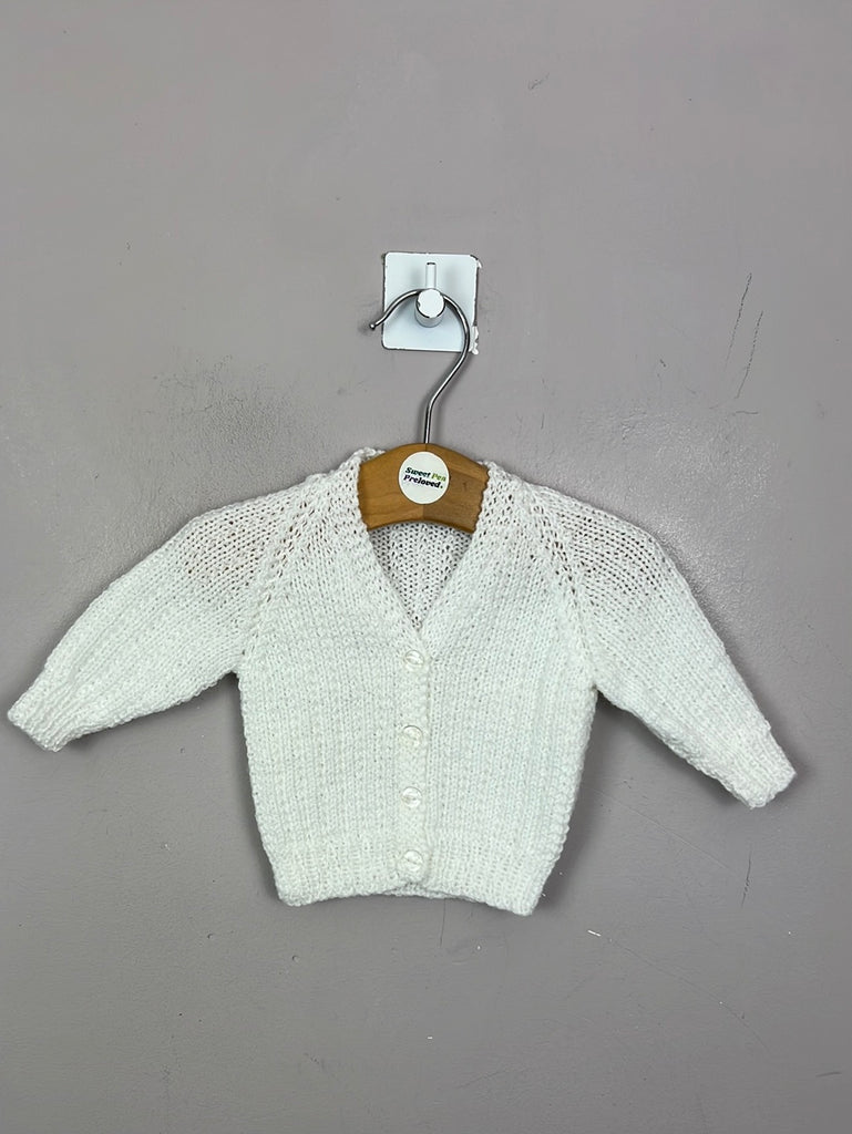 Newborn Hand Knit white cardigan - Sweet Pea Preloved