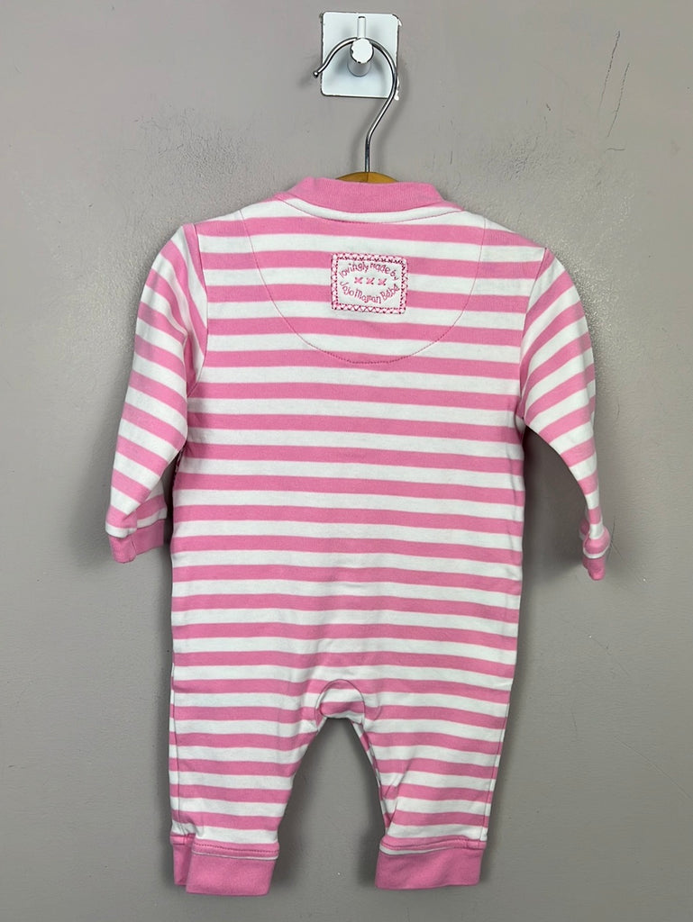 Pre Loved Baby Jojo Maman Bebe pink elephant footless sleepsuit 0-3m