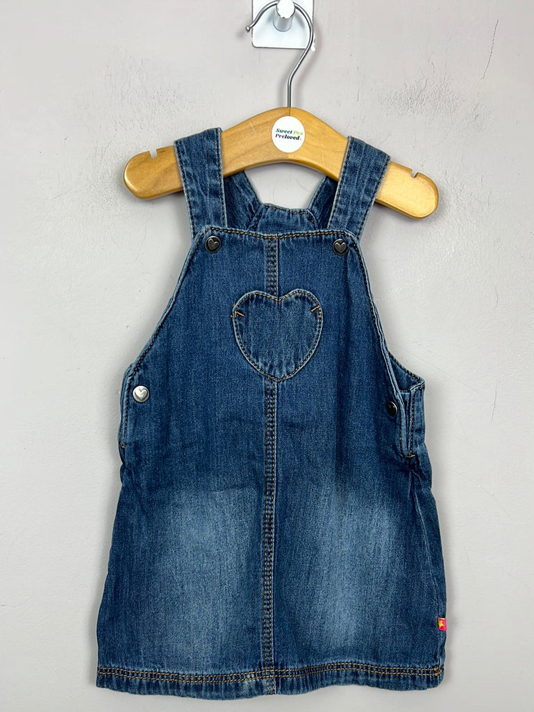 Pre loved baby M&S Heart pocket denim pinafore dress 9-12m