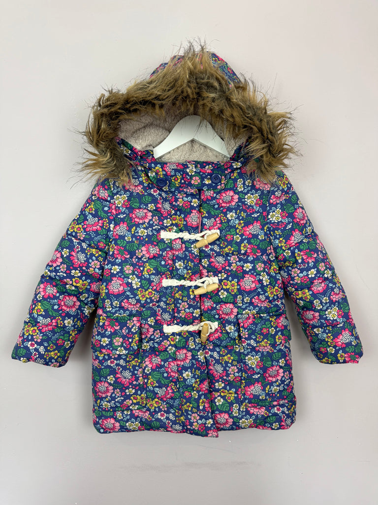 secondhand baby Boden Navy Floral Padded Coat 2-3y - Sweet Pea Preloved Clothes