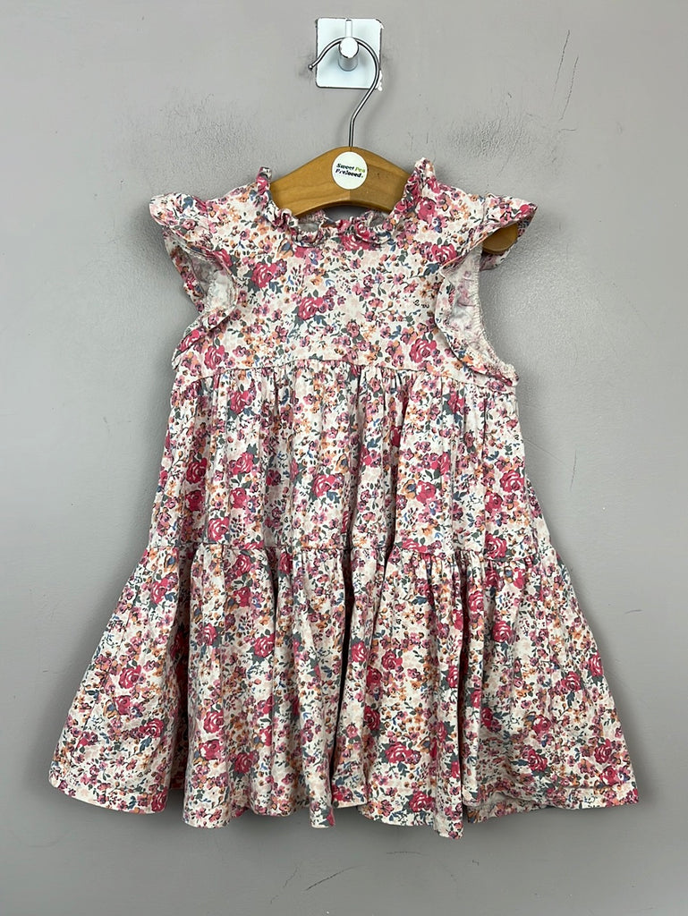 Pre loved girls Next roses tiered jersey dress 18-24m