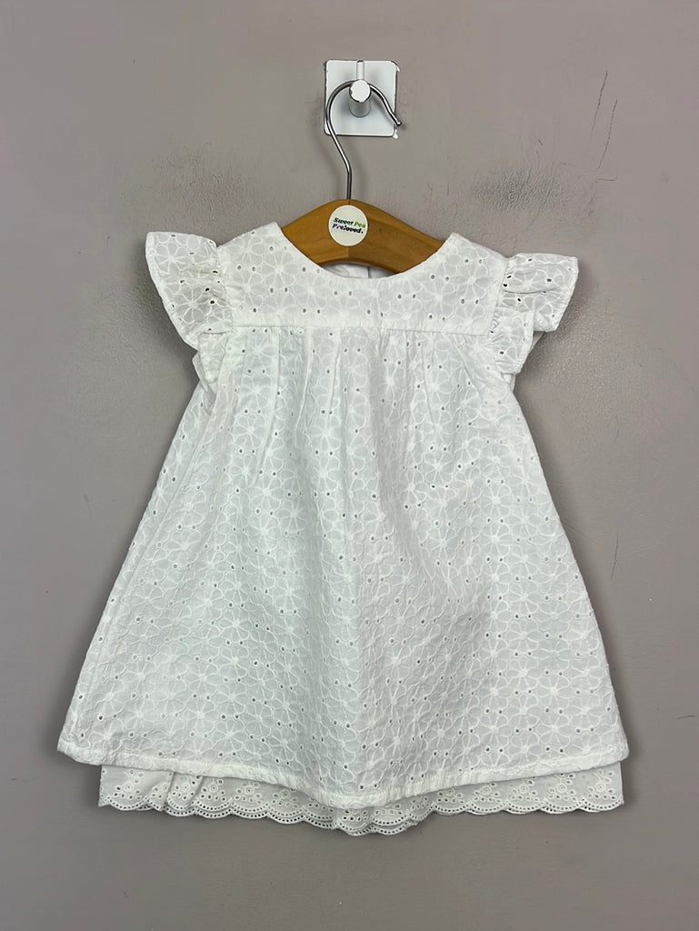 Pre Loved Baby Little White Company Embroidered White Dress 3-6m