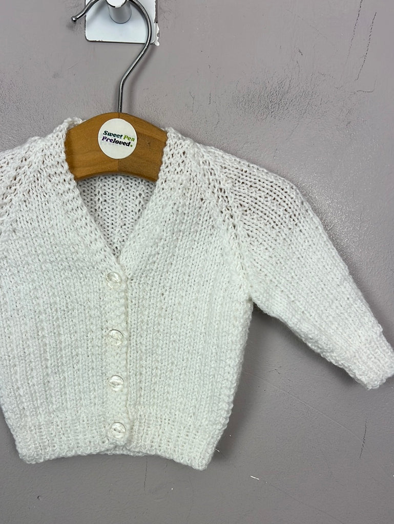 Newborn Hand Knit white cardigan -new
