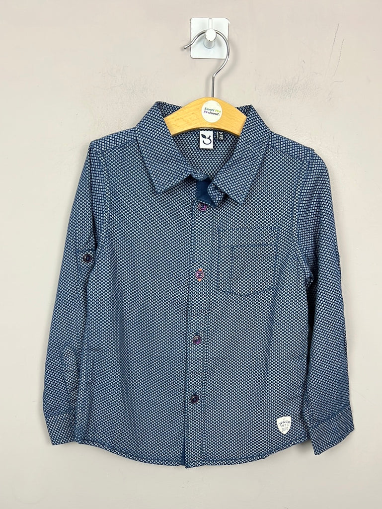 Secondhand kids 3 Pommes navy patterned shirt 4-5y
