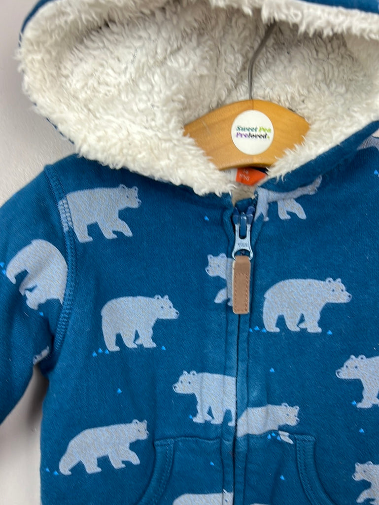 Pre Loved Baby John Lewis teal bear borg lined hoodie 3-6m