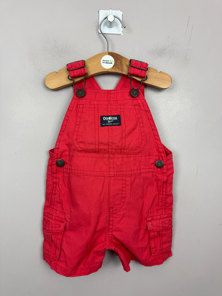 Oshkosh red short dungarees 3-6m - Sweet Pea Preloved