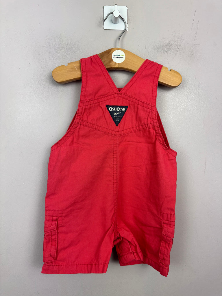 Pre Loved Baby Oshkosh red short dungarees 3-6m