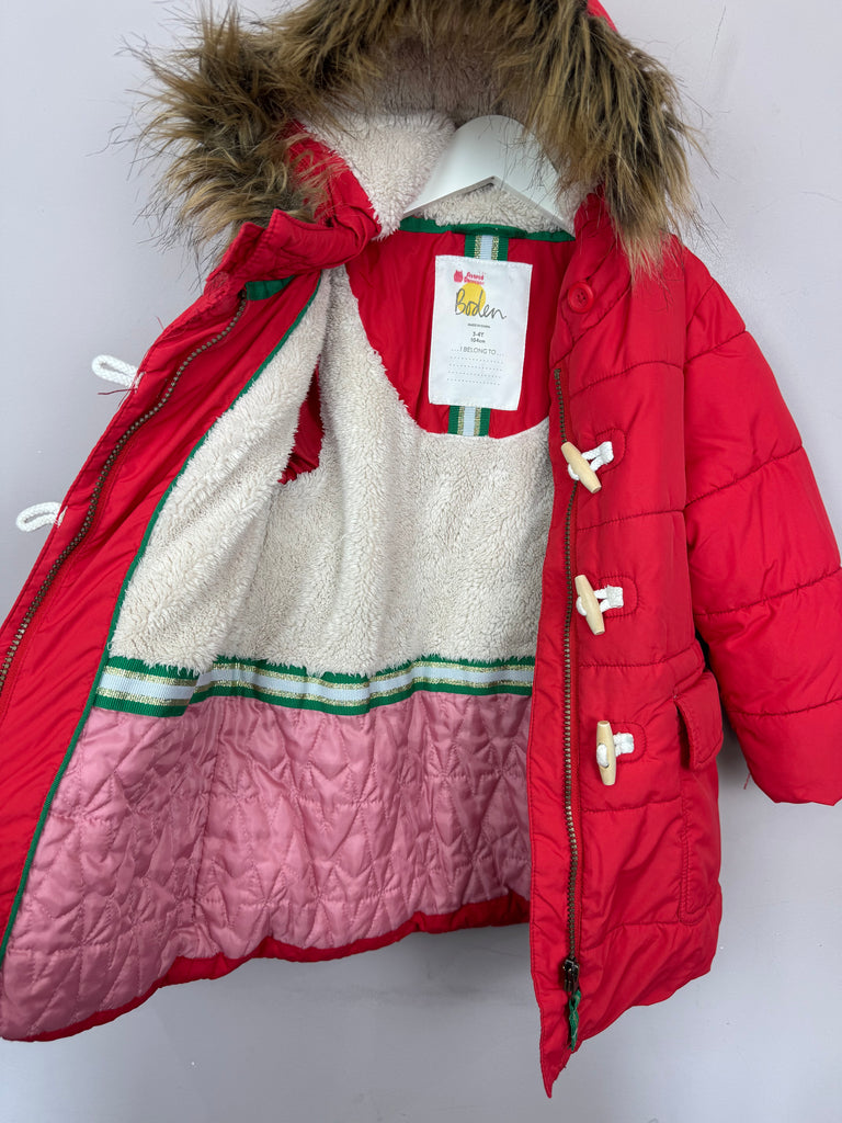 Secondhand Kids Boden Red Padded Coat 3-4y -Sweet Pea Preloved Clothes 