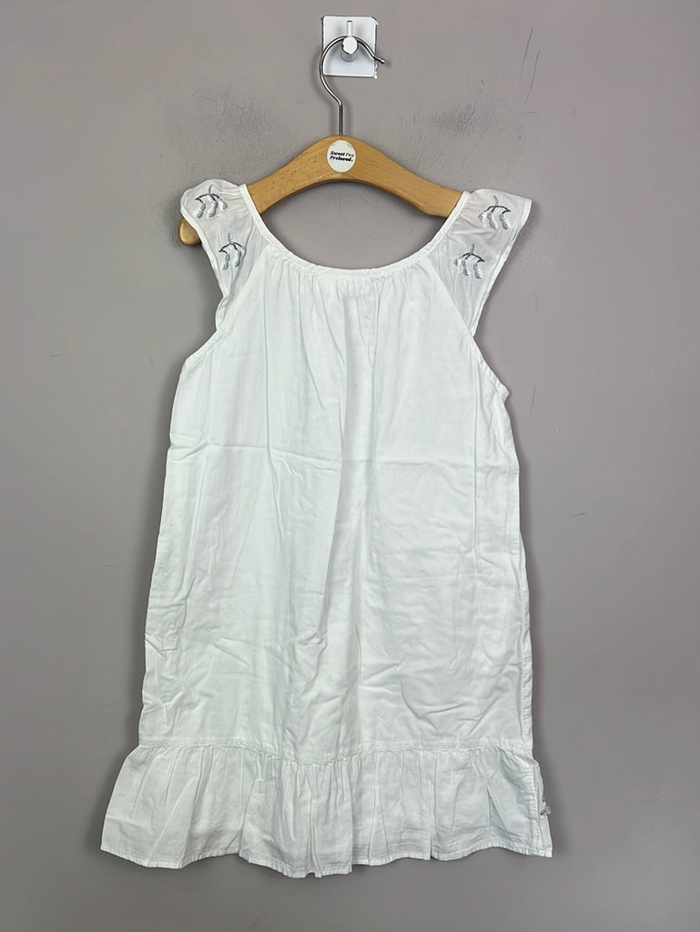 7-8y Little White Company white embroidered cotton dress - Sweet Pea Preloved 