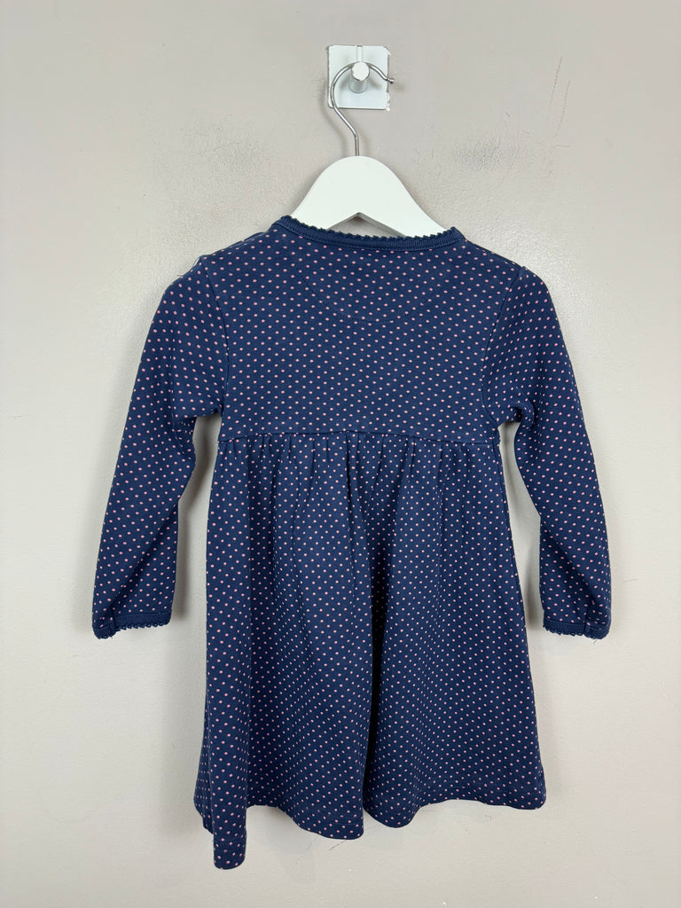 Jojo Maman Bebe Navy Spot Jersey Dress 18-24m- Sweet Pea Preloved