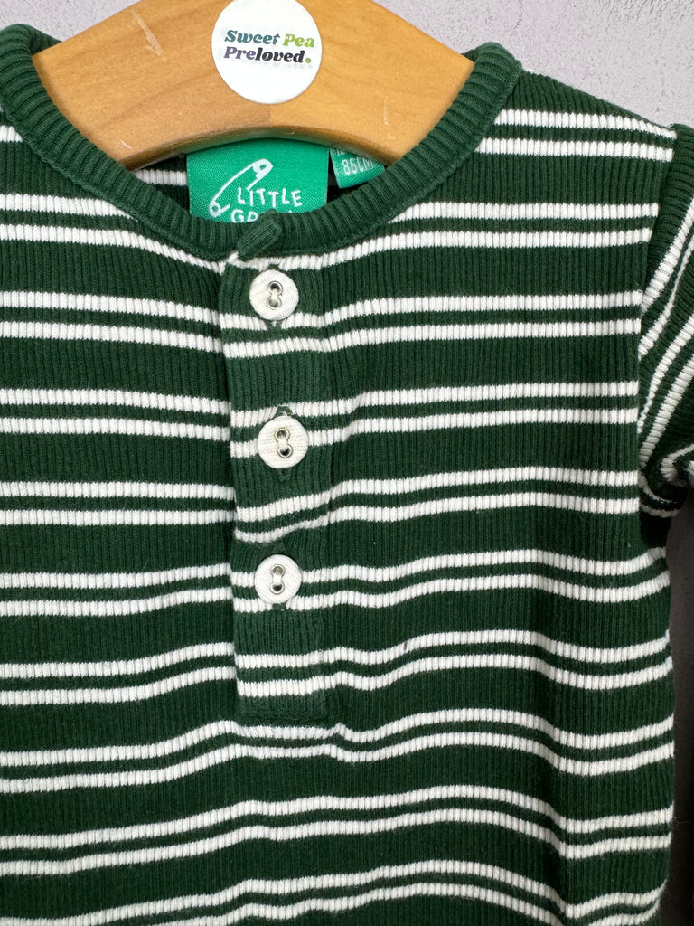 Pre Loved Baby Little Green Radicals Forest Stripe Henley Top 12-18m