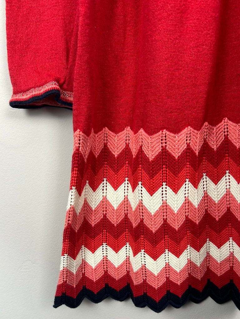 Pre Loved Girls Autograph Red Zig Zag Knit Dress 5-6y